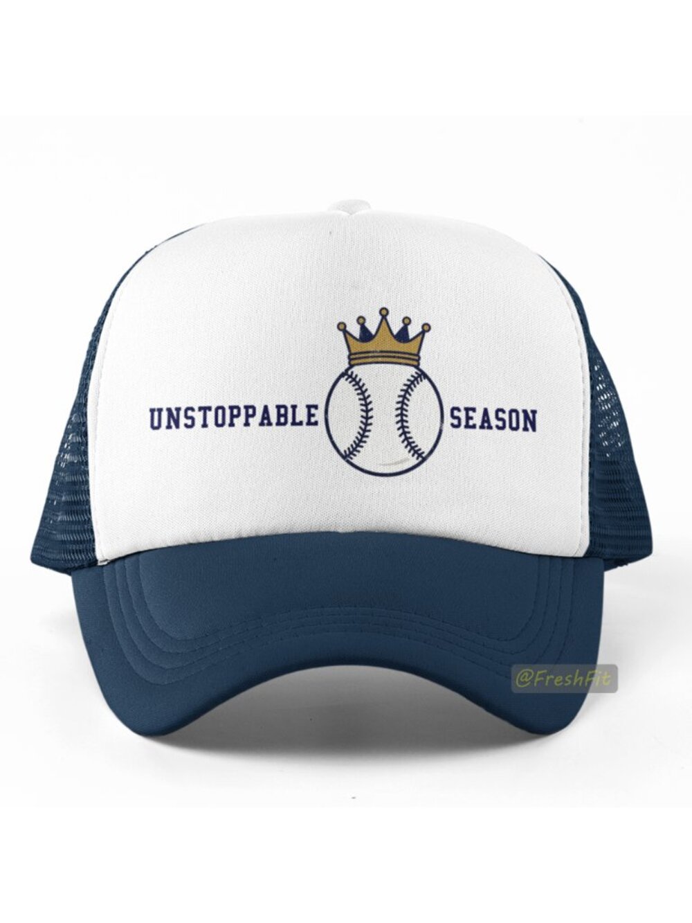 🆕Baseball Crown Unstoppable Season Foam Trucker Hat Mesh Snapback Navy/White